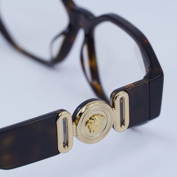 Versace VE3320U 108 Eyeglasses Dark Havana 56mm Geometric Frame - Picture 9 of 11